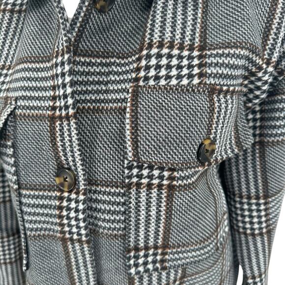 NWOT Black Tape_ White Blue Gray Plaid Trendy Button Front Jacket Sz Medium - Picture 5 of 9